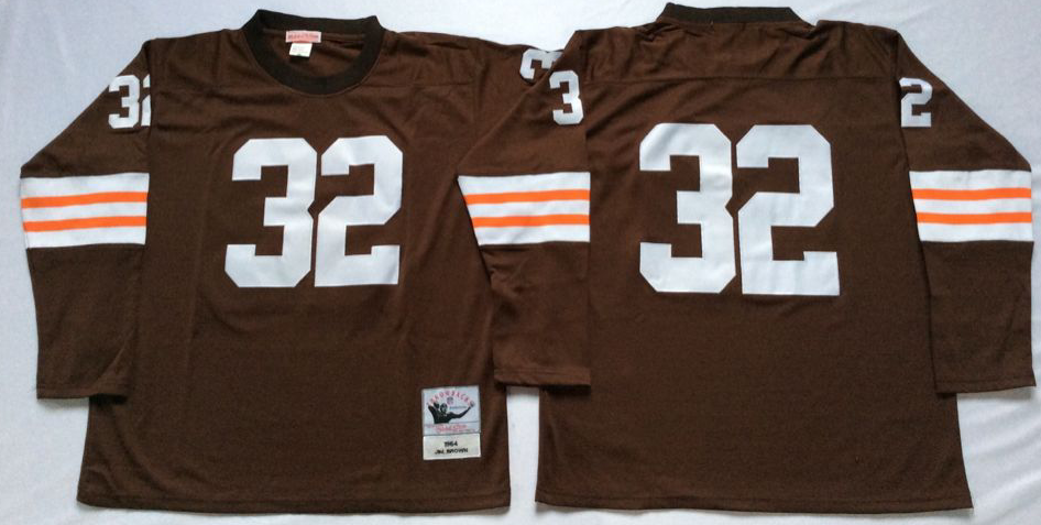 Men NFL Cleveland Browns 32 Brown brown style 2 Mitchell Ness jerseys